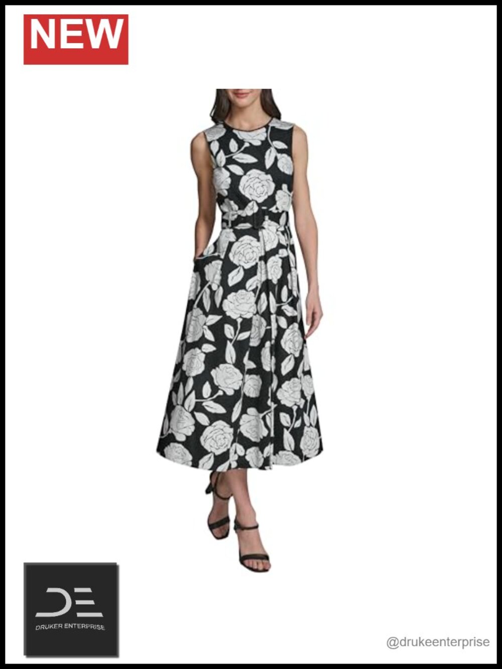 Karl Lagerfeld Button Up Collared Belted Shirt Dress Midi